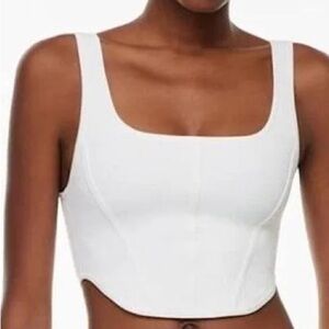 Aritzia Babaton Sculpt Knit Bustier Tank White Corset Tank Top Size M BNWT